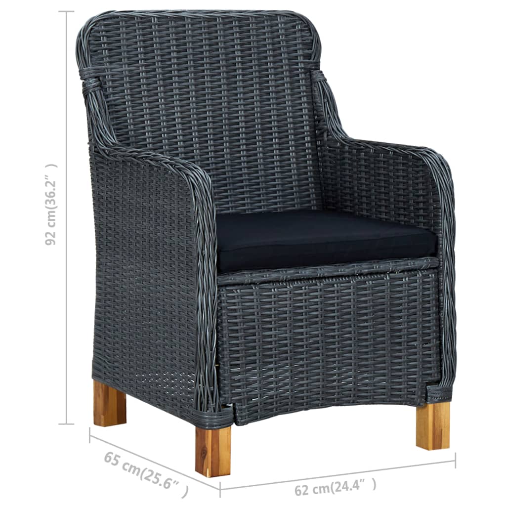 Garden Chairs with Cushions, 2 Pieces, Poly Rattan