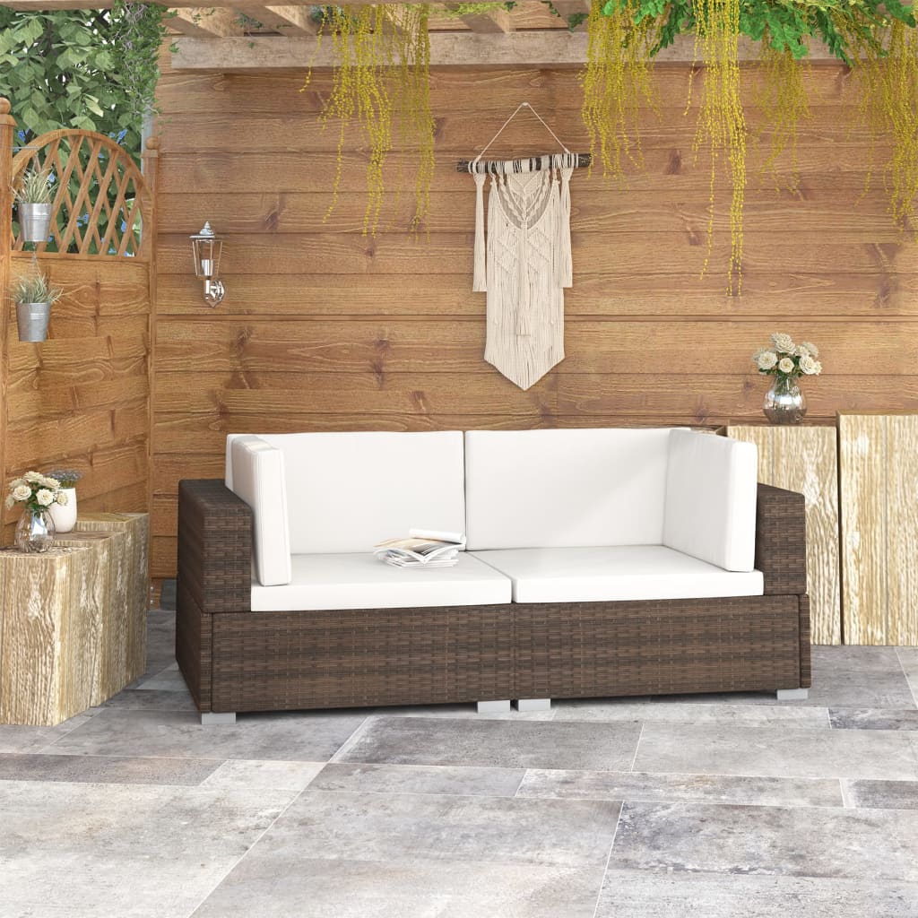 Corner Sofas 2 pcs. with Cushions Poly Rattan