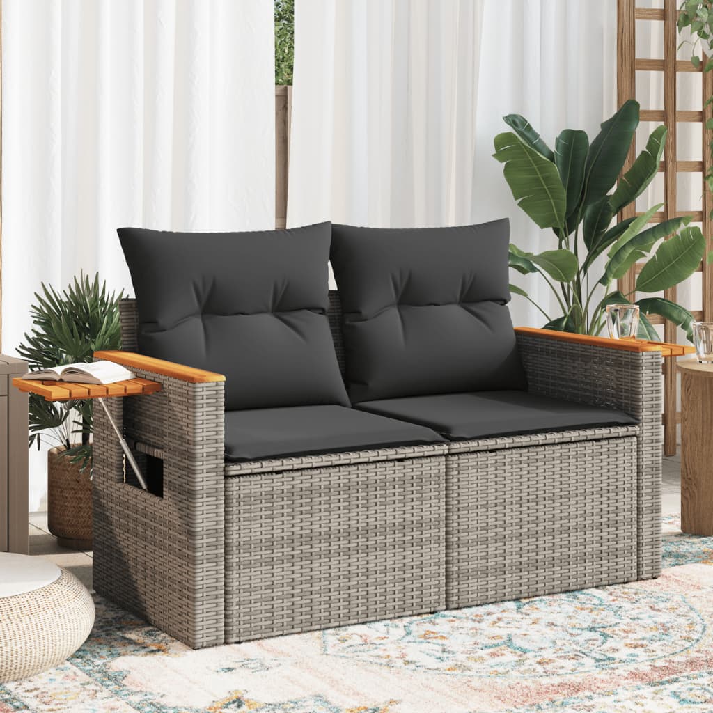 Garden Sofa with Cushions 2-Seater Poly Rattan