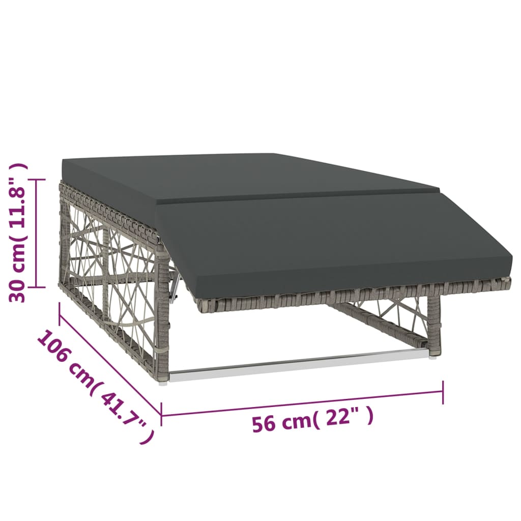 2-piece garden lounge set with cushions, poly rattan, grey