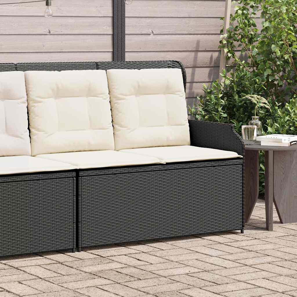 Adjustable Garden Bench with Cushions, Poly Rattan,