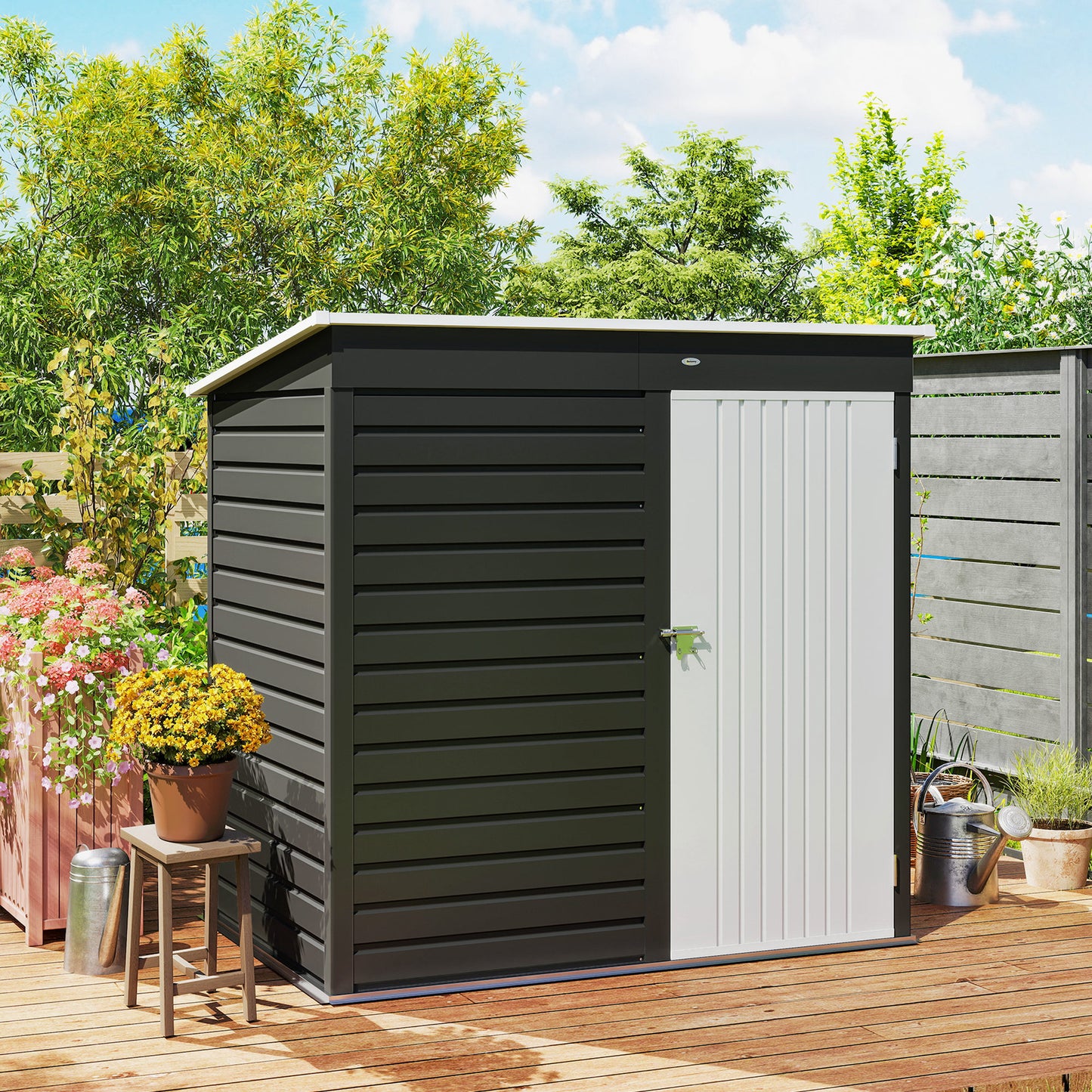 6' x 4' Outdoor Garden Shed, Metal Storage Shed with Lockable Door and Gloves for Backyard Garden Patio, Dark Gray