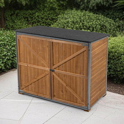 Outdoor Storage Cabinet 50.4L X 26.8W X 41H Ft Garden Shed Tool Shed With Metal Frame Structure For Garden Patio Lawn Brown