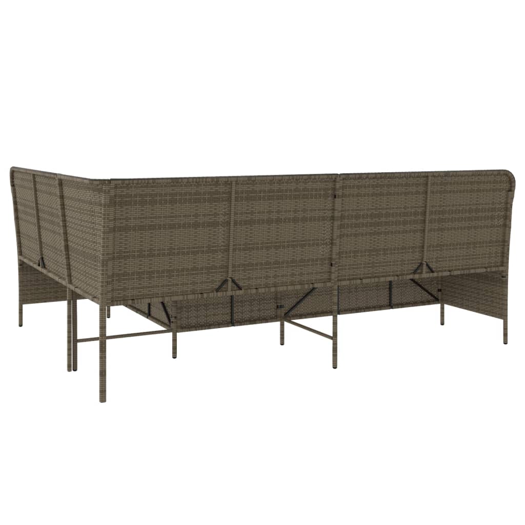 L-shaped garden sofa with cushions, poly rattan