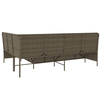 L-shaped garden sofa with cushions, poly rattan