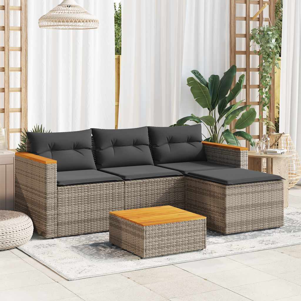 3-piece garden sofa set with cushions, poly rattan
