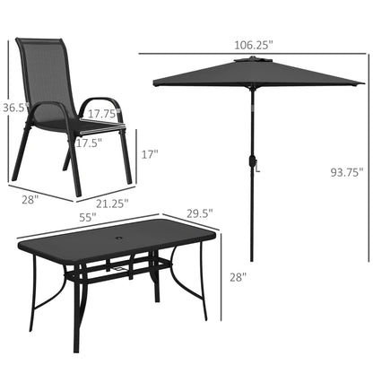 8 Pieces Patio Furniture Set With 9Ft Patio Umbrella, Outdoor Dining Table And Chairs, BlackMultiple Packages Shipped. Please Pay Attention To The Dimensions And Weight In The Details.