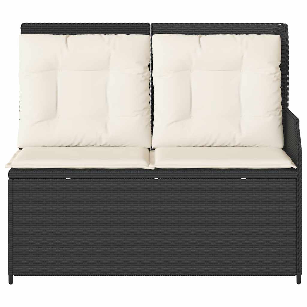 Adjustable Garden Bench with Cushions, Poly Rattan,