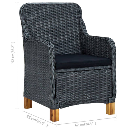 Garden Chairs with Cushions, 2 Pieces, Poly Rattan