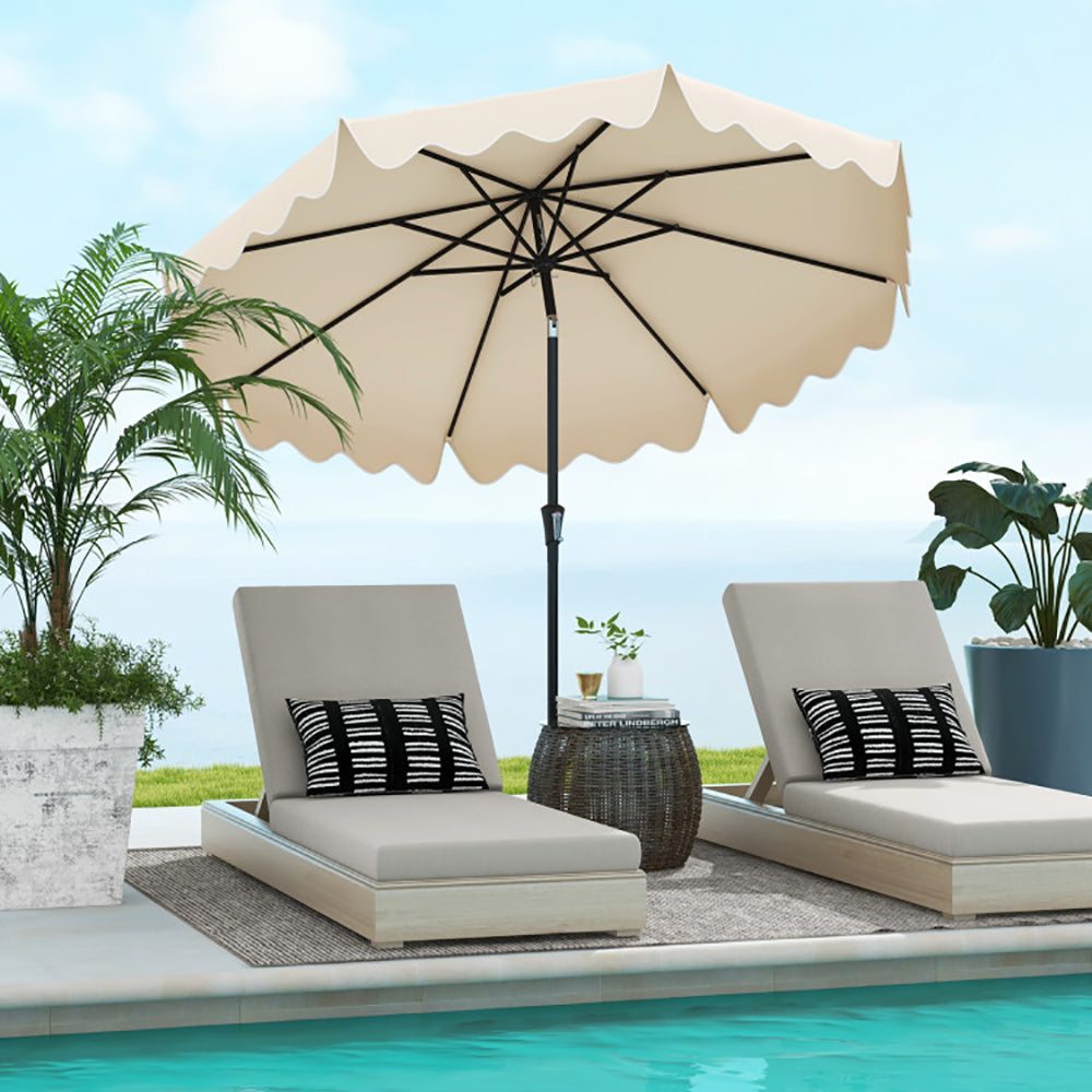 9 Feet Patio Umbrella With Crank Handle And Push Button Tilt