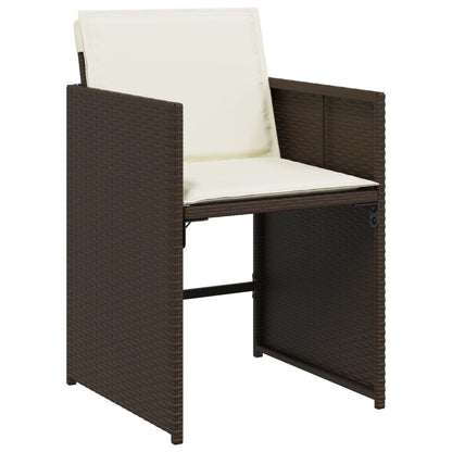 Garden Chairs with Cushions, 4 Pieces, Brown Poly Rattan