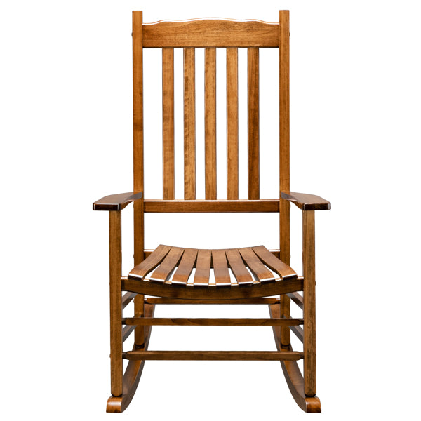 Wooden Rocking Chair With Original Wood Color, Poplar Wavy Shape And Armrests