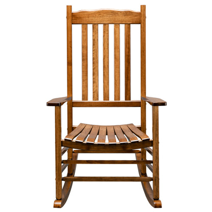 Wooden Rocking Chair With Original Wood Color, Poplar Wavy Shape And Armrests