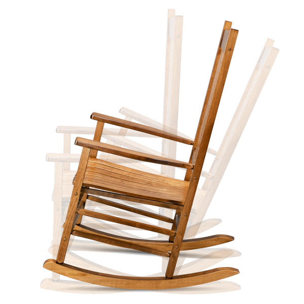 Wooden Rocking Chair With Original Wood Color, Poplar Wavy Shape And Armrests