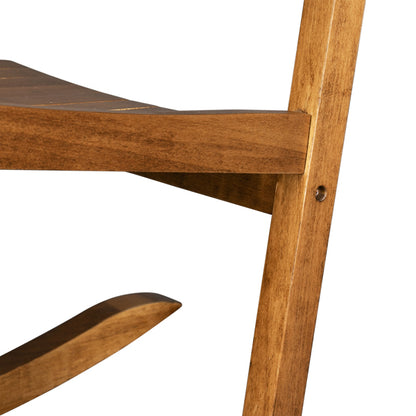 Wooden Rocking Chair With Original Wood Color, Poplar Wavy Shape And Armrests
