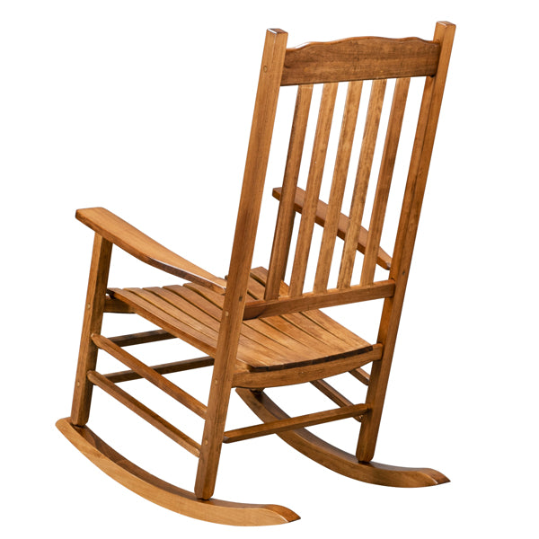 Wooden Rocking Chair With Original Wood Color, Poplar Wavy Shape And Armrests