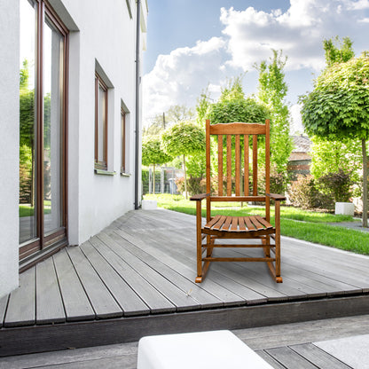 Wooden Rocking Chair With Original Wood Color, Poplar Wavy Shape And Armrests