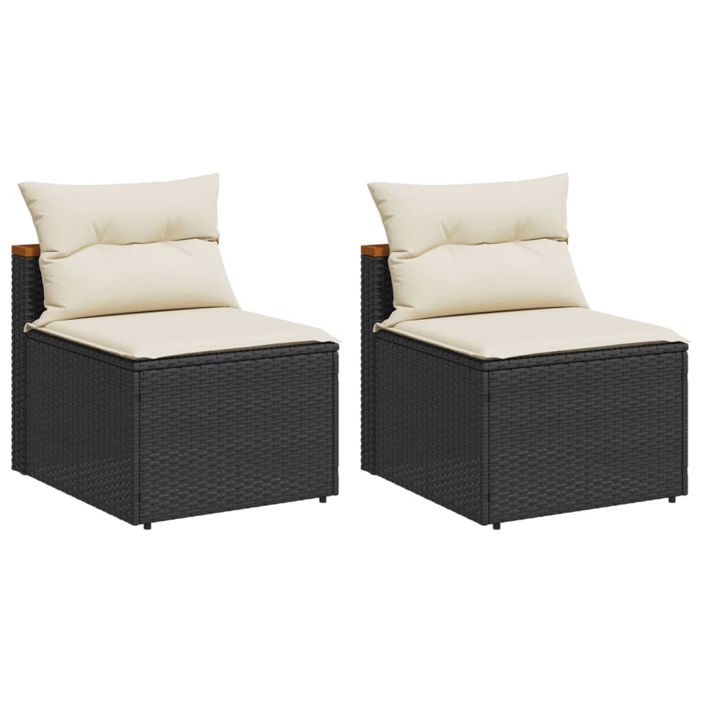 Garden Sofas without Armrests with Cushions, 2 Pieces