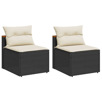 Garden Sofas without Armrests with Cushions, 2 Pieces