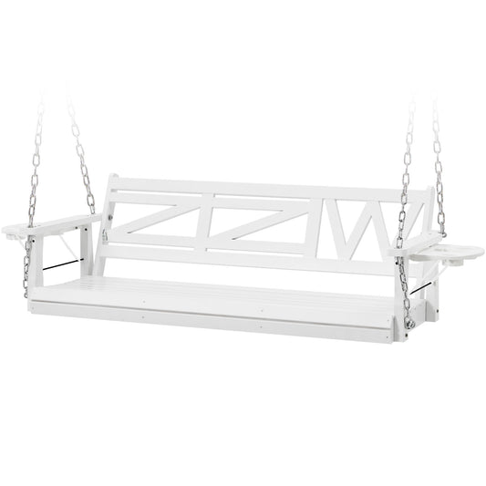 Wooden Outdoor Porch Swing With 3-seat