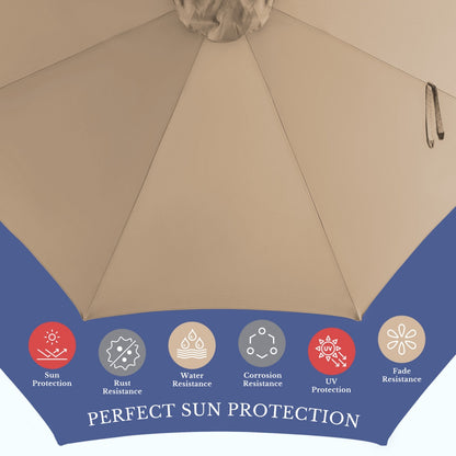 9.8FT Offset Patio Umbrella Hanging Cantilever Umbrella Outdoor Sun Shade With Easy Tilt Adjustment, 8 Ribs, UV Protection For Backyard, Lawn