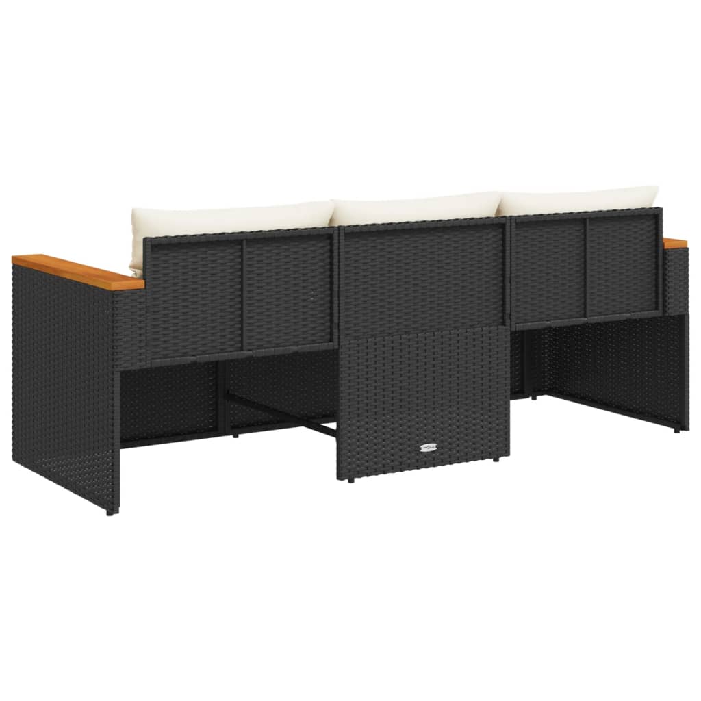 Garden Sofa with Cushions 3-Seater Poly Rattan