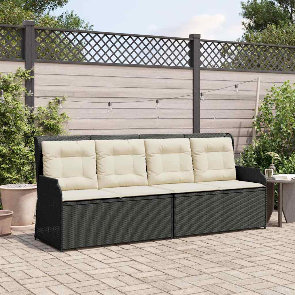 Adjustable Garden Bench with Cushions, Poly Rattan,