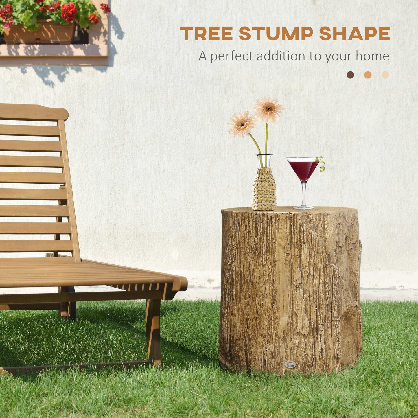 17" Tall Tree Stump End Table