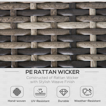 Outdoor PE Rattan Corner Sofa, Garden Wicker Furniture Single Sofa Chair W/ Cushions, Deep Grey