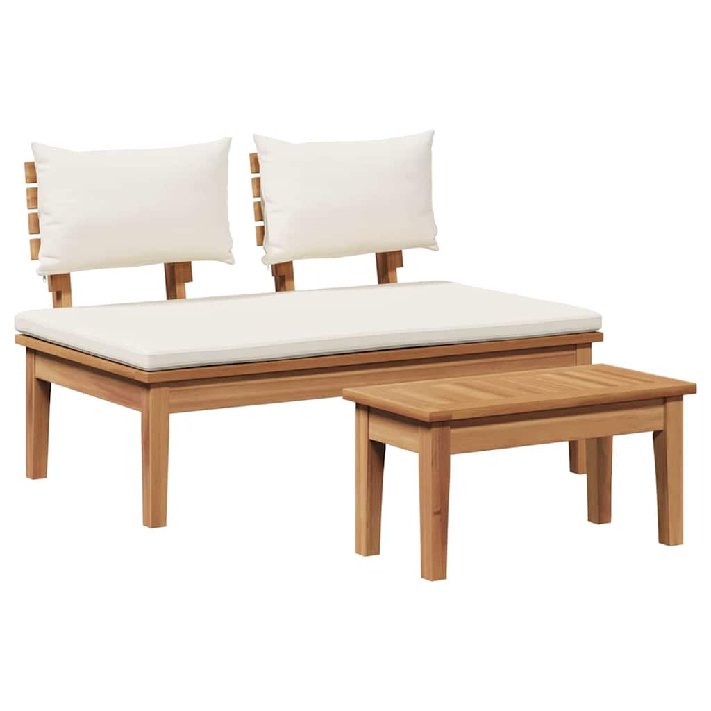 Garden Bench 2 pcs Solid Teak Wood   Garden Bench