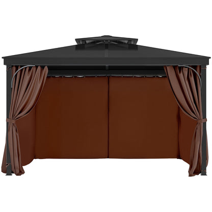 Gazebo Curtains Outdoor, Fit Most 10' X 10' X 6.9' Gazebos, 4-Panel Sidewall Gazebo Privacy Curtains With Zippers, Outdoor Curtain Replacement For Patio Canopy, Only Curtain, Coffee