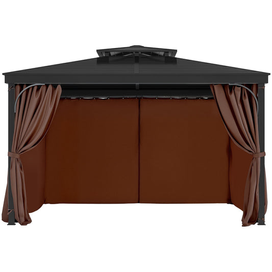 Gazebo Curtains Outdoor, Fit Most 10' X 10' X 6.9' Gazebos, 4-Panel Sidewall Gazebo Privacy Curtains With Zippers, Outdoor Curtain Replacement For Patio Canopy, Only Curtain, Coffee