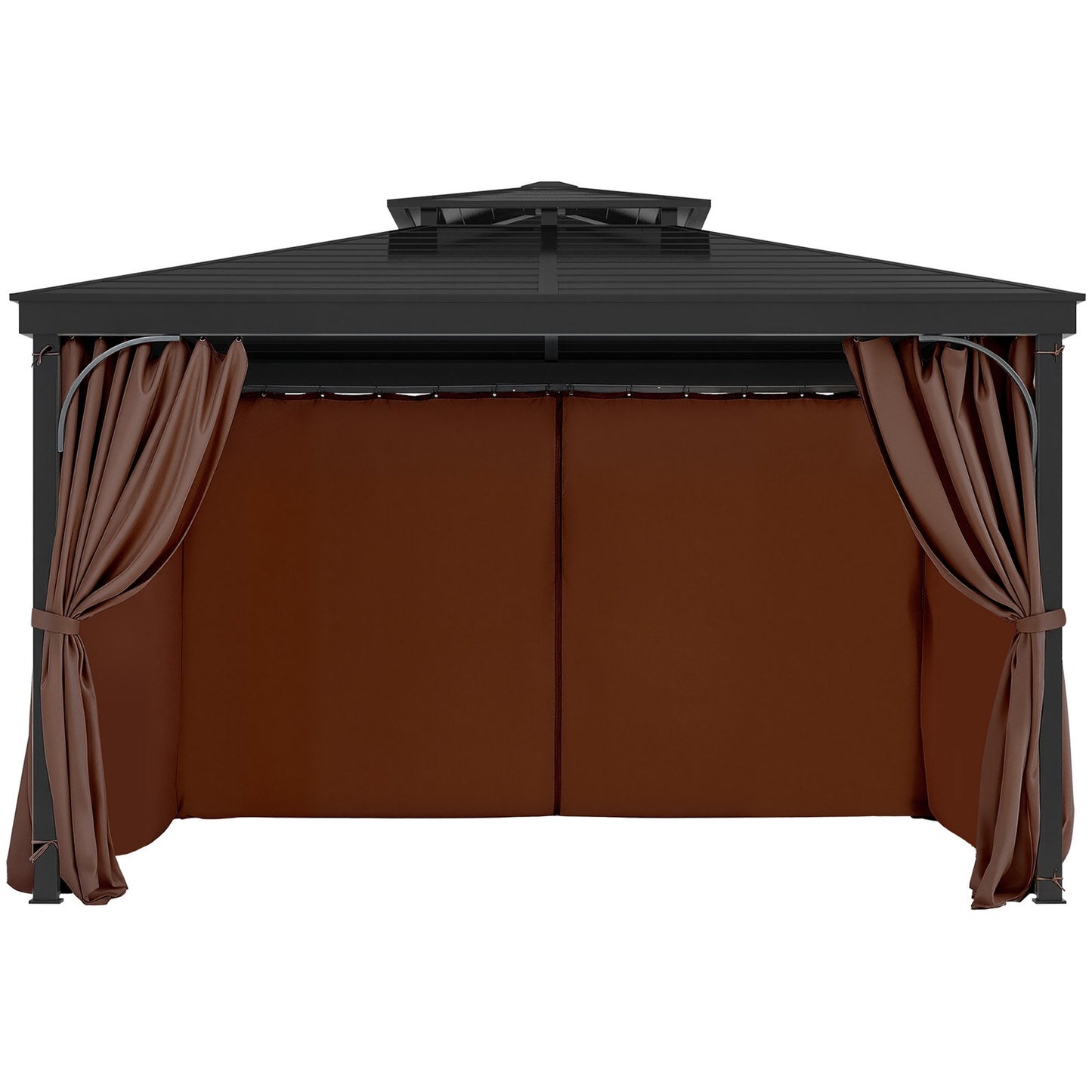 Gazebo Curtains Outdoor, Fit Most 10' X 10' X 6.9' Gazebos, 4-Panel Sidewall Gazebo Privacy Curtains With Zippers, Outdoor Curtain Replacement For Patio Canopy, Only Curtain, Coffee