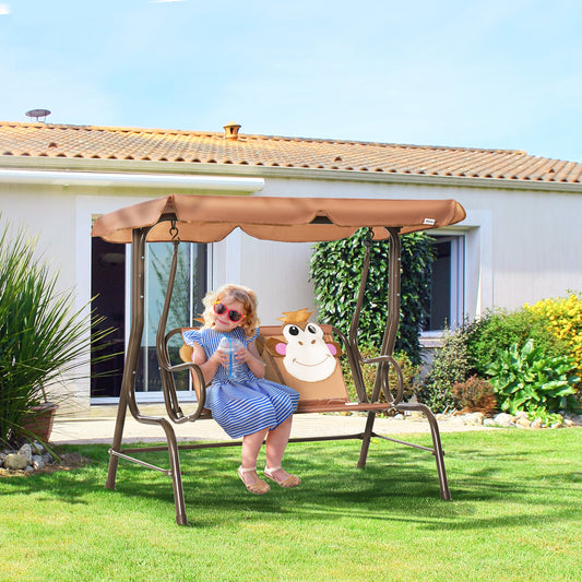 Porch Swing for Kids with Adjustable Canopy to Block Sun at Angles