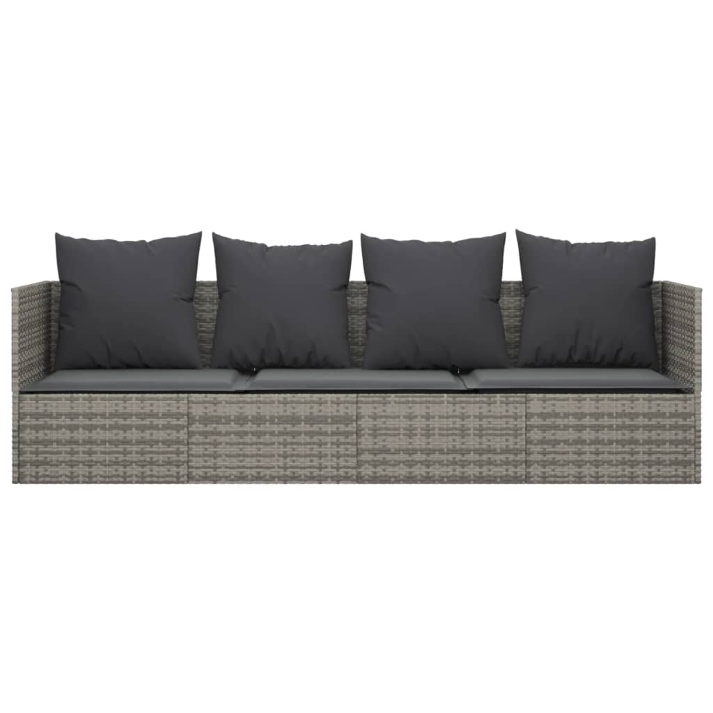 Outdoor Lounge Bed with Cushions Poly Rattan