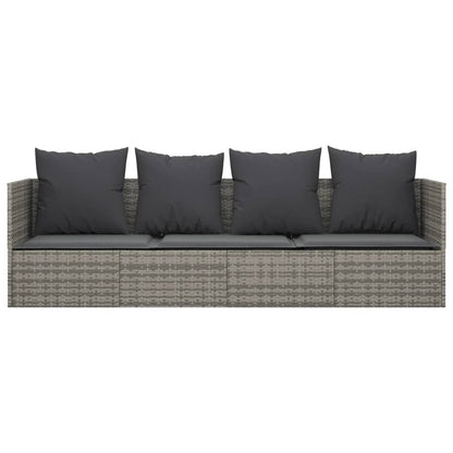 Outdoor Lounge Bed with Cushions Poly Rattan