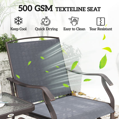 3 Piece Outdoor Glider Chair With Coffee Table And 2 Patio Chairs Supports Up To 352 Lbs For Backyard And Garden Gray