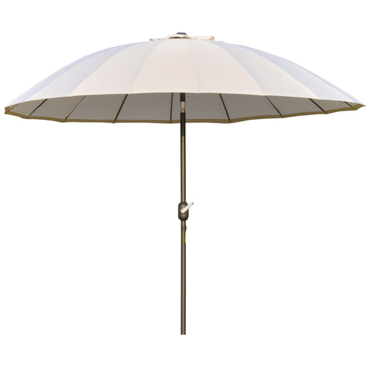 2.5m Shanghai Garden Parasol Umbrella With Crank & Tilt, Adjustable Outdoor Sun Shade, Off-White