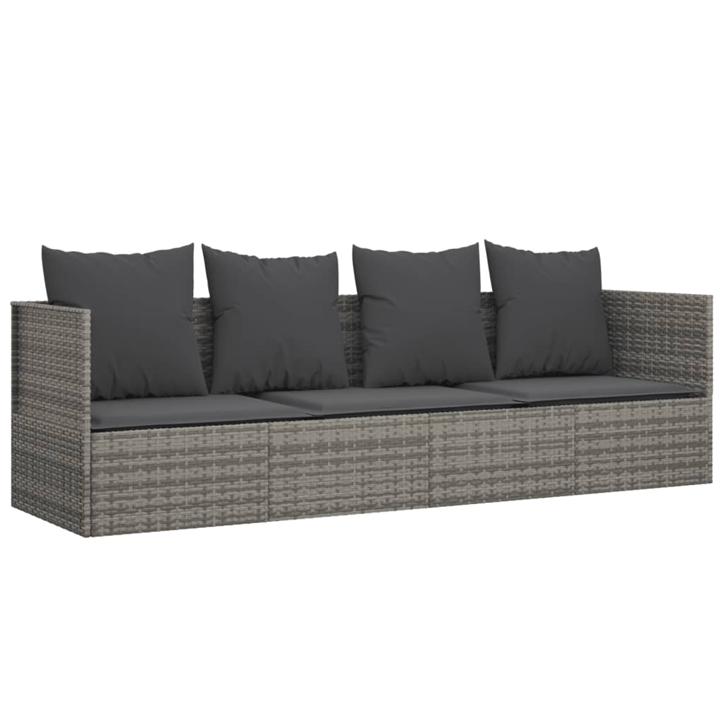 Outdoor Lounge Bed with Cushions Poly Rattan