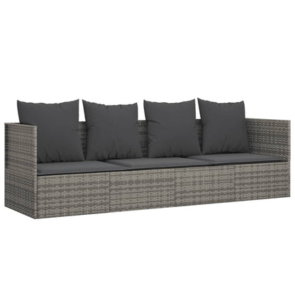 Outdoor Lounge Bed with Cushions Poly Rattan
