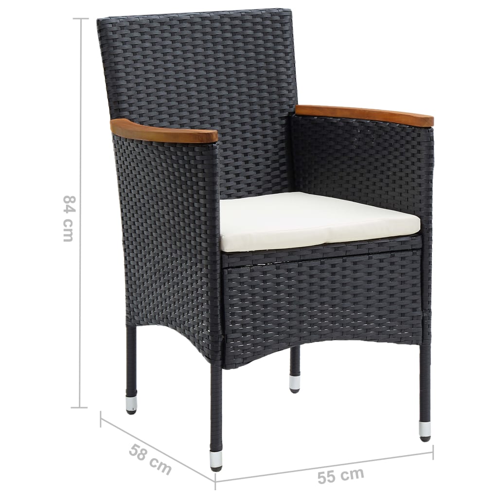 Garden Dining Chairs, Set of 4, Poly Rattan