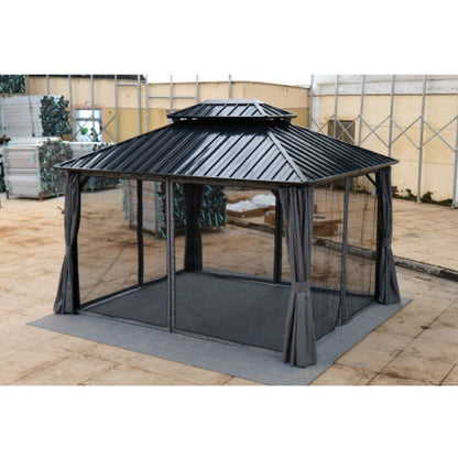 10x10FT Patic Gazebo,aluminum Gazebo With Steel Canopy,Outdoor Permanent Hardtop Gazebo Canopy For Patio, Garden,