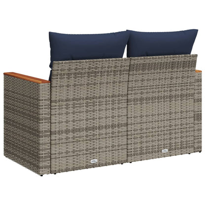 Garden Sofa with Cushions, 2-Seater, Poly Rattan