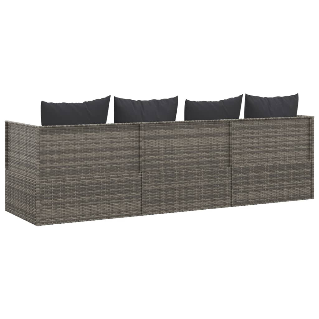 Outdoor Lounge Bed with Cushions Poly Rattan