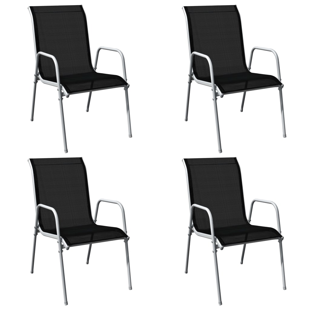 5-piece garden dining set, steel, black