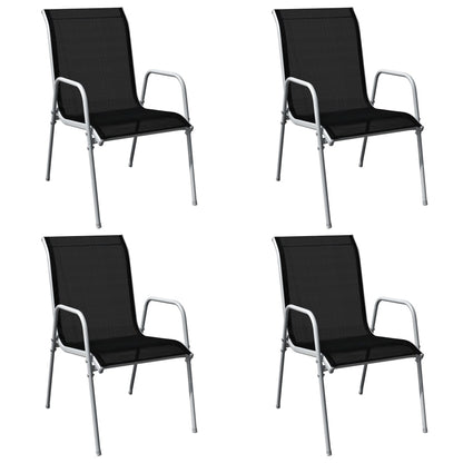 5-piece garden dining set, steel, black