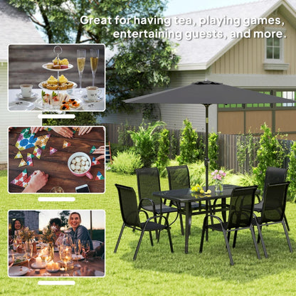 8 Pieces Patio Furniture Set With 9Ft Patio Umbrella, Outdoor Dining Table And Chairs, BlackMultiple Packages Shipped. Please Pay Attention To The Dimensions And Weight In The Details.