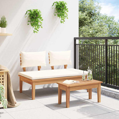 Garden Bench 2 pcs Solid Teak Wood   Garden Bench