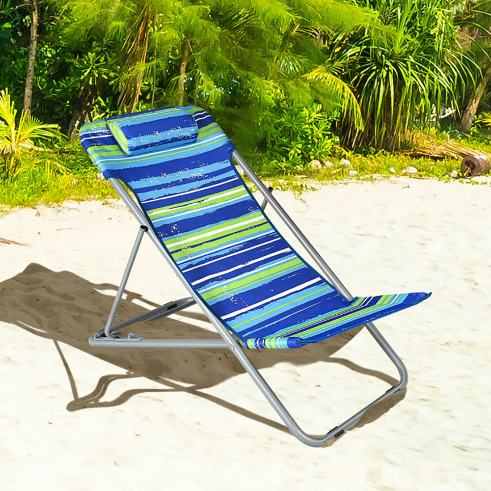 Portable Beach Chair Set Of 2 With Headrest