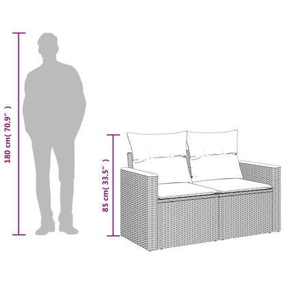 Garden Sofa with Cushions, 2-Seater, Poly Rattan